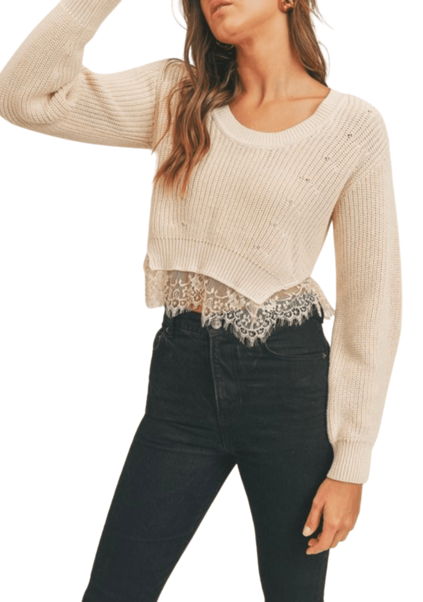 The Betty Cropped Lace Sweater