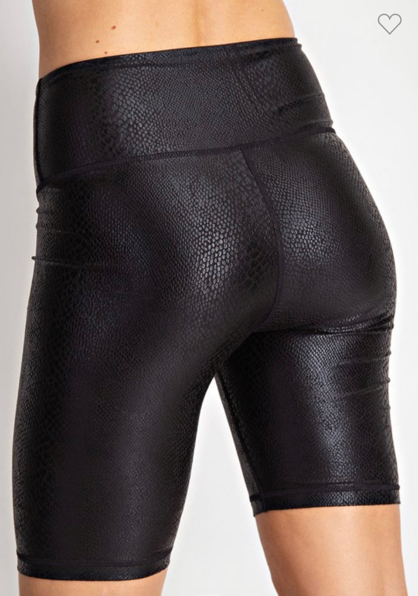 Bowie Faux Leather Biker Short